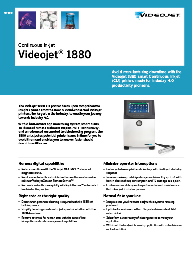 Specificații Tehnice Videojet 1280 / EN